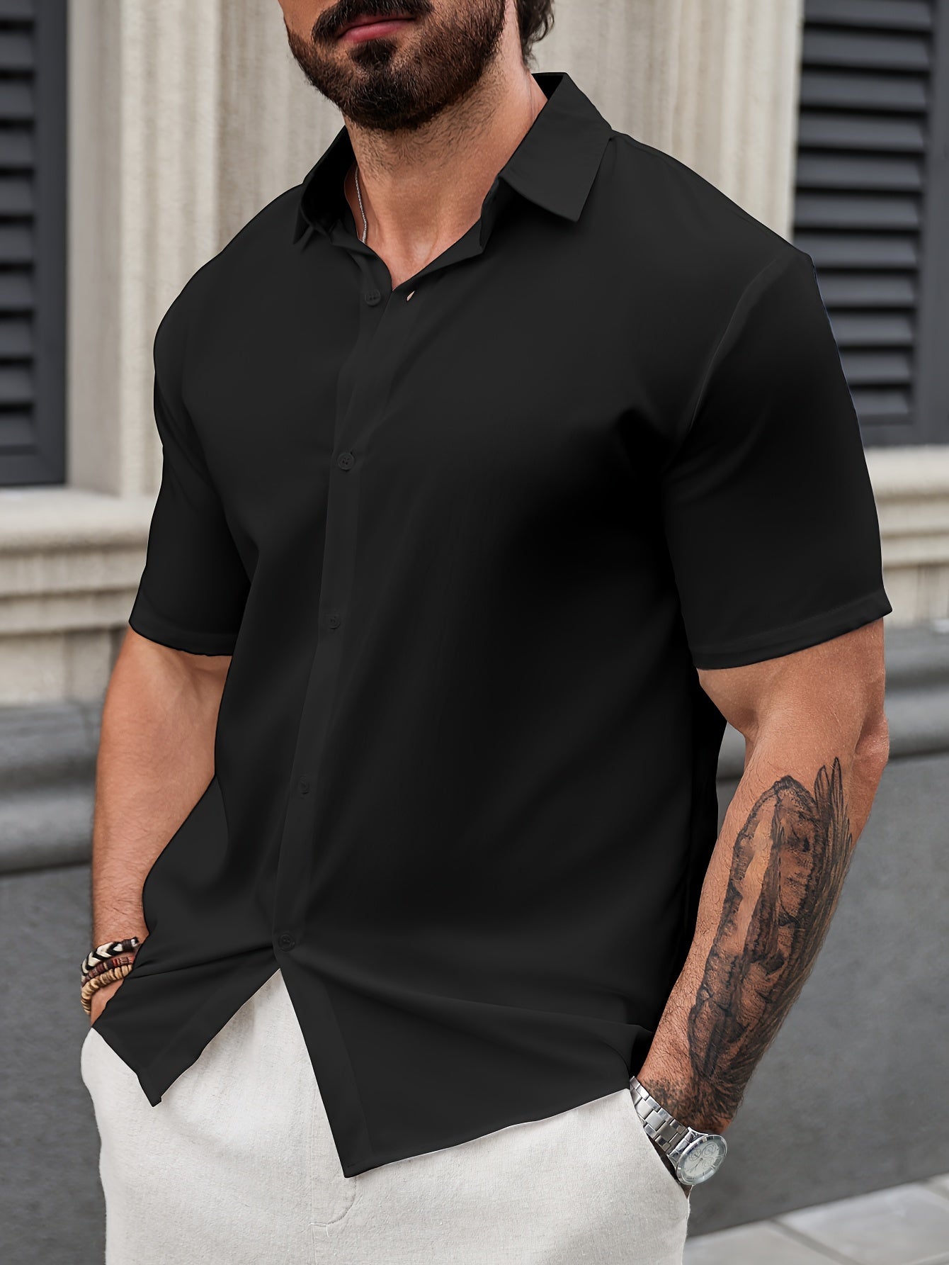 Camisa masculina casual com manga curta