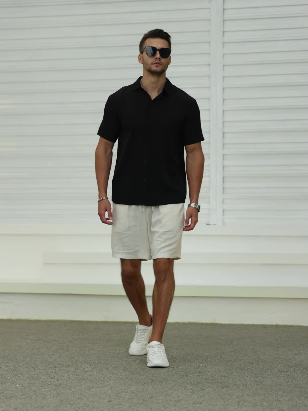 Camisa masculina casual com manga curta