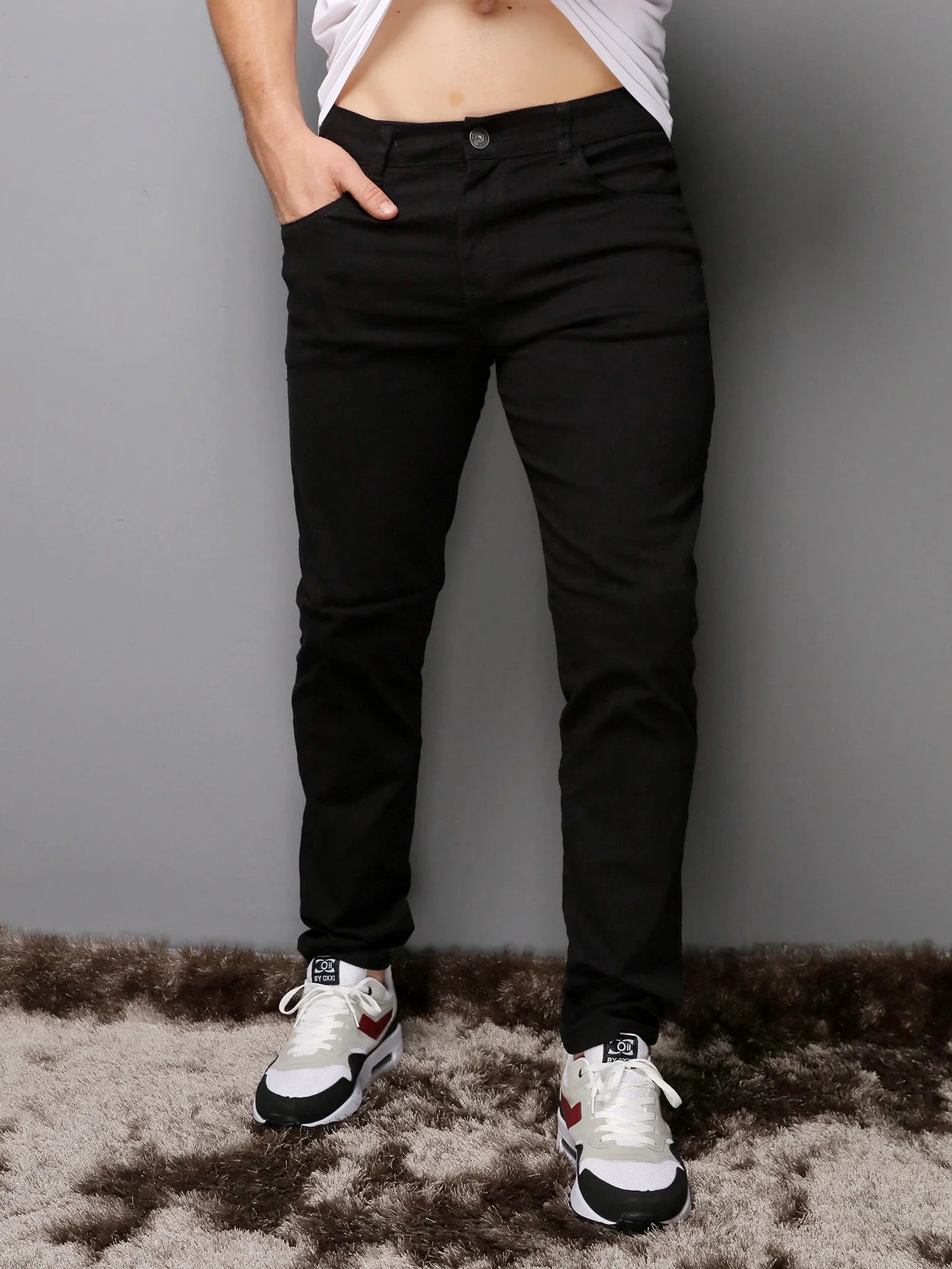 Calça de sarja skinny com elastano