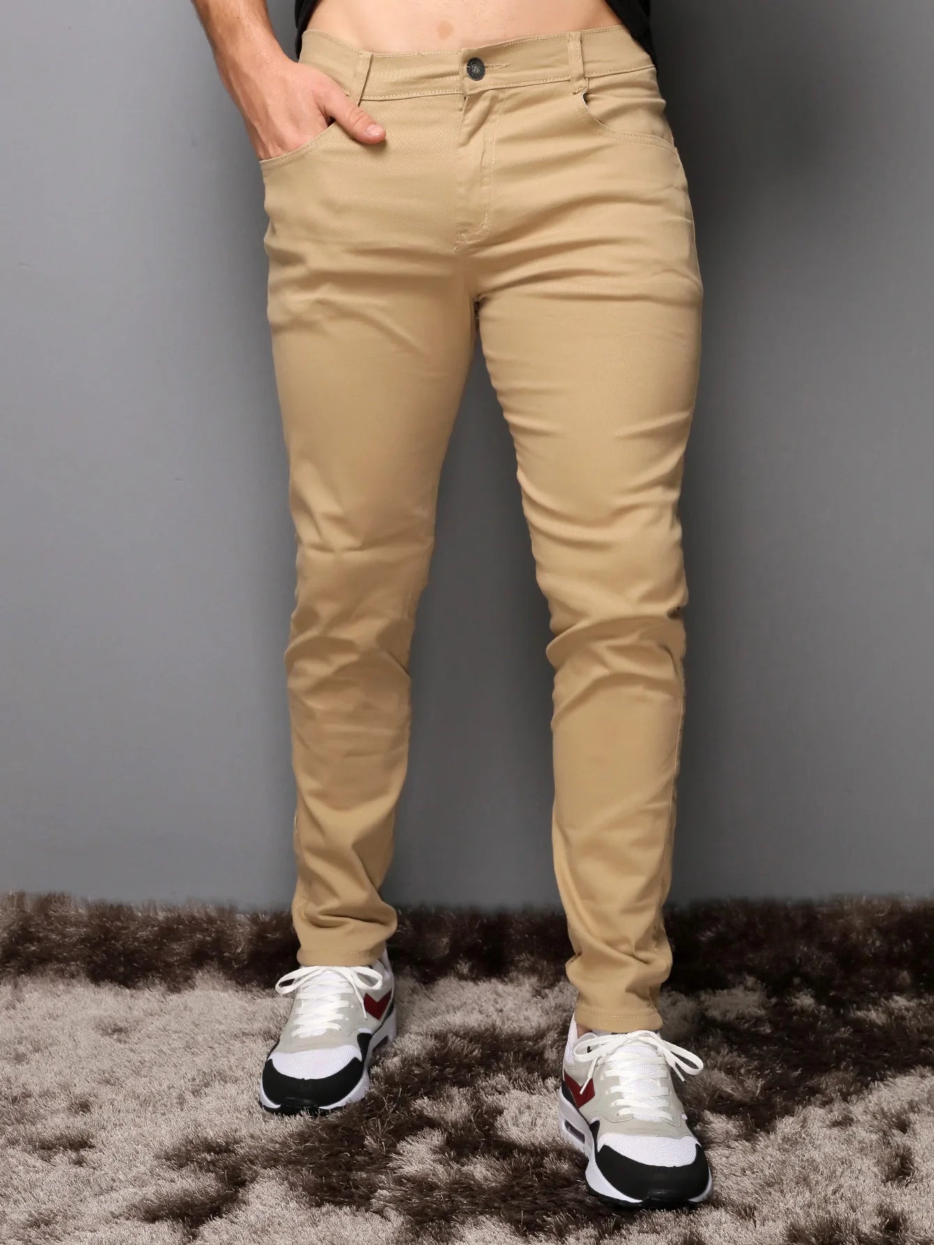 Calça de sarja skinny com elastano