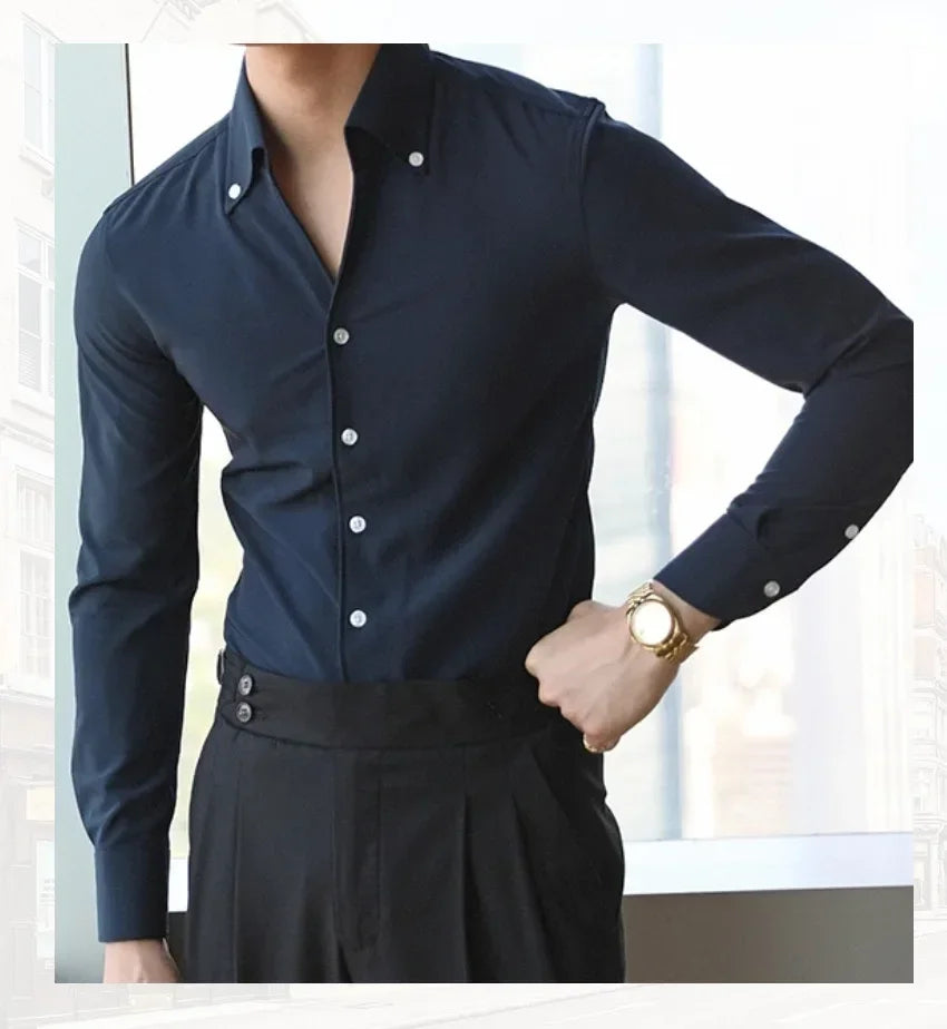 Camisa masculina de gola italiana