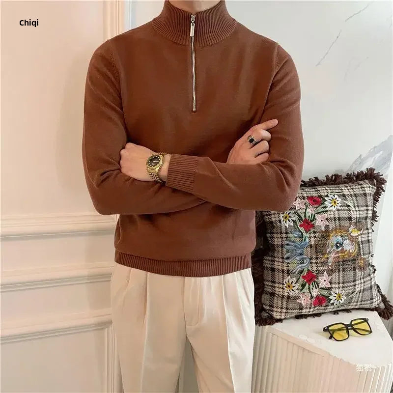 Camisa gola alta com ziper