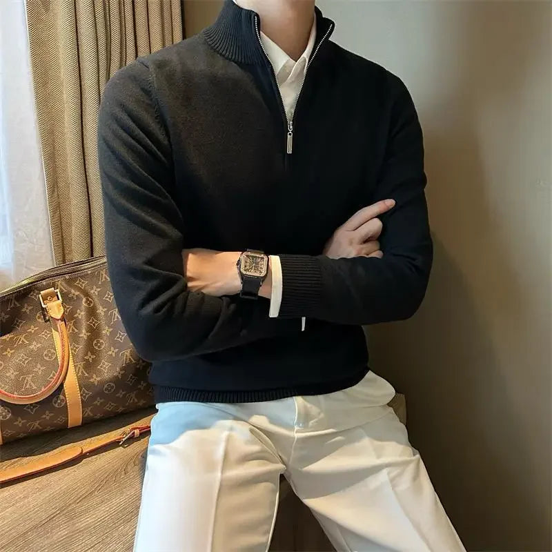 Camisa gola alta com ziper