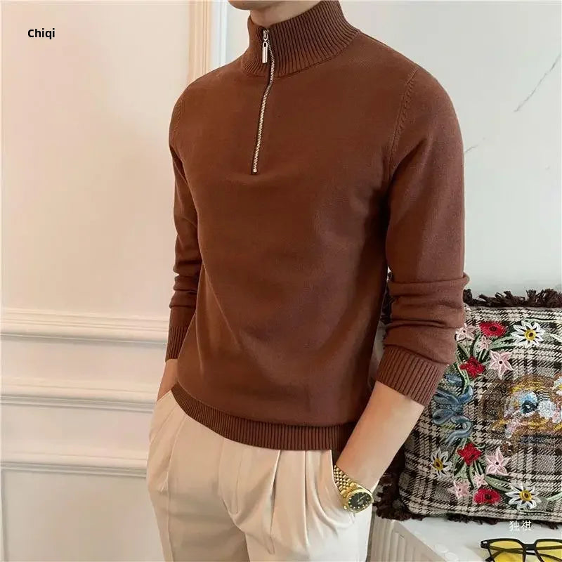 Camisa gola alta com ziper