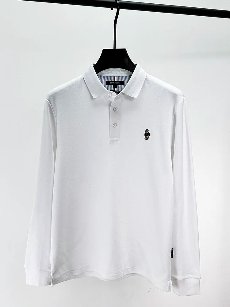 Camiseta polo com bordado de urso