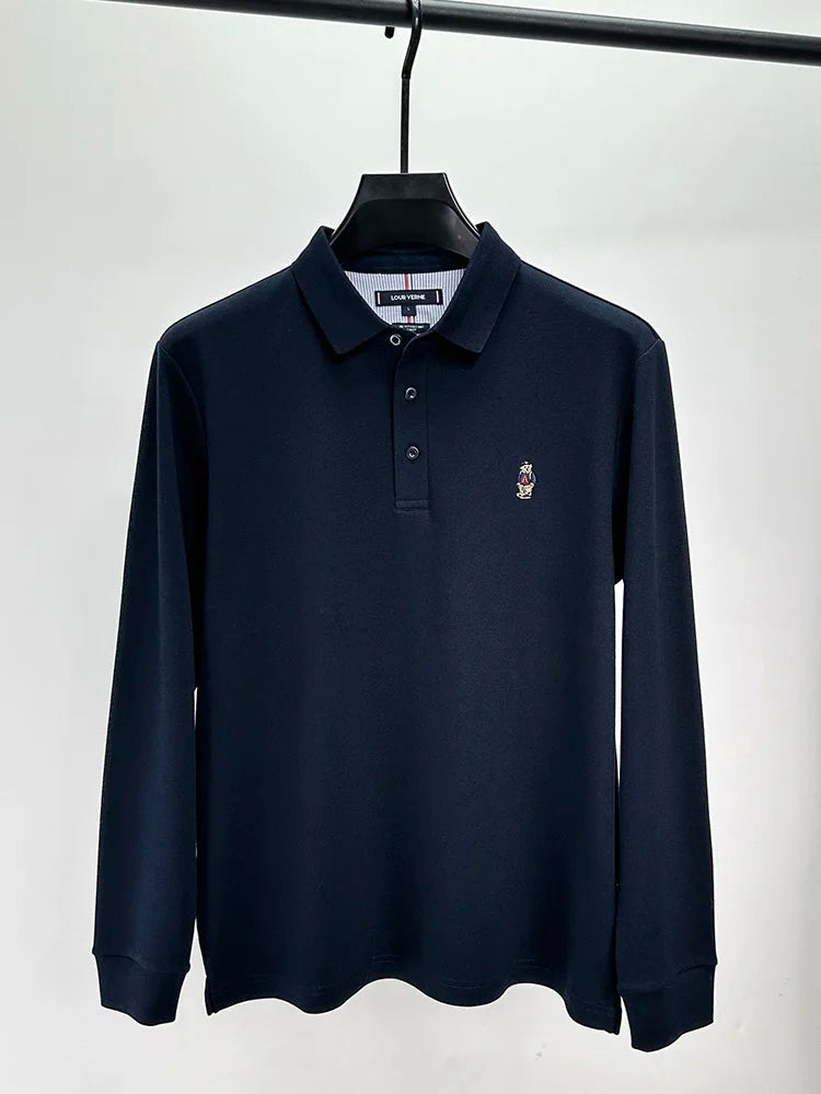 Camiseta polo com bordado de urso