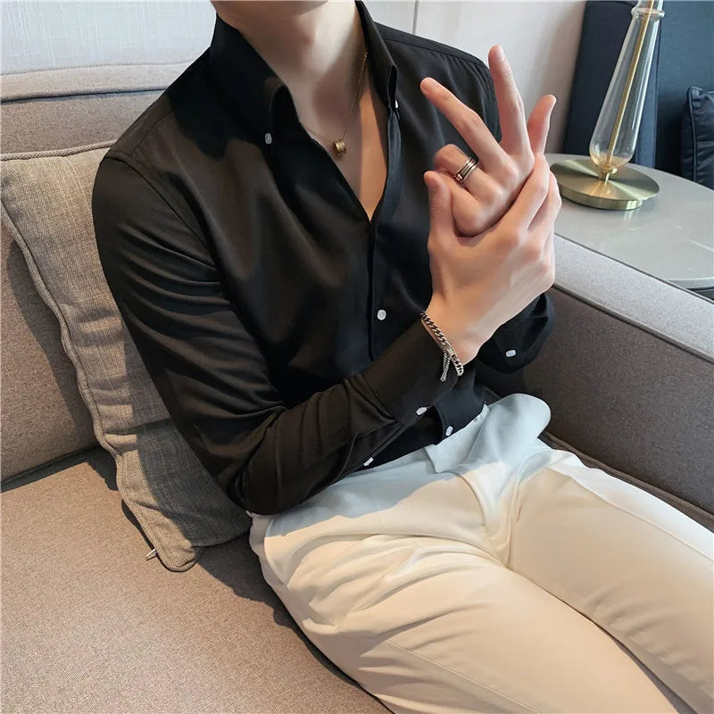 Camisa masculina de gola italiana