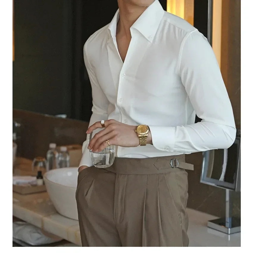 Camisa masculina de gola italiana