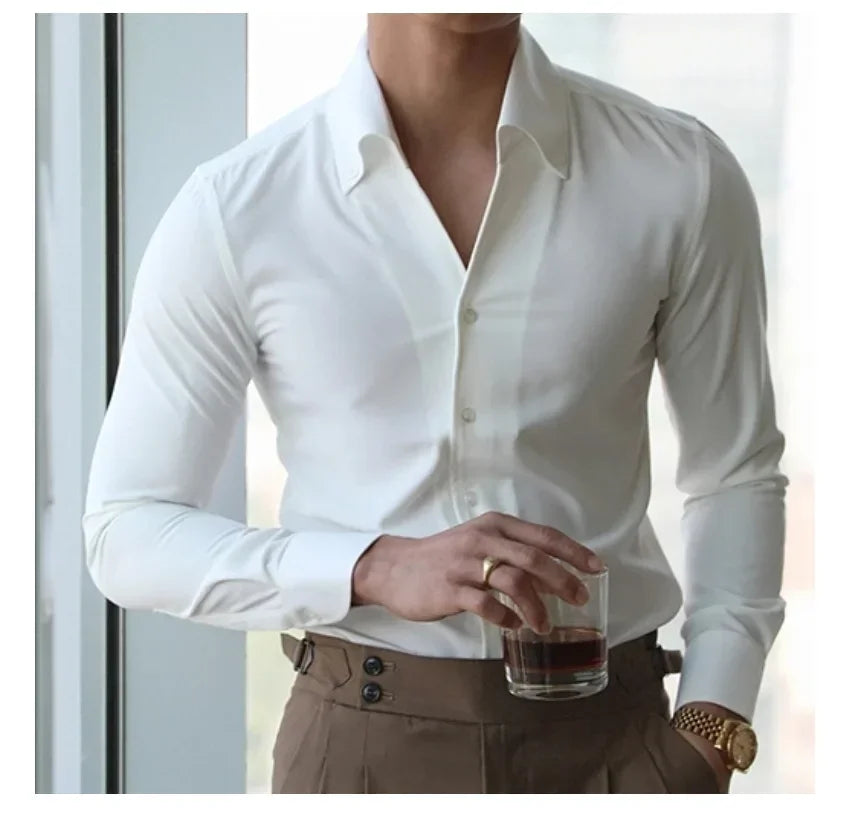 Camisa masculina de gola italiana
