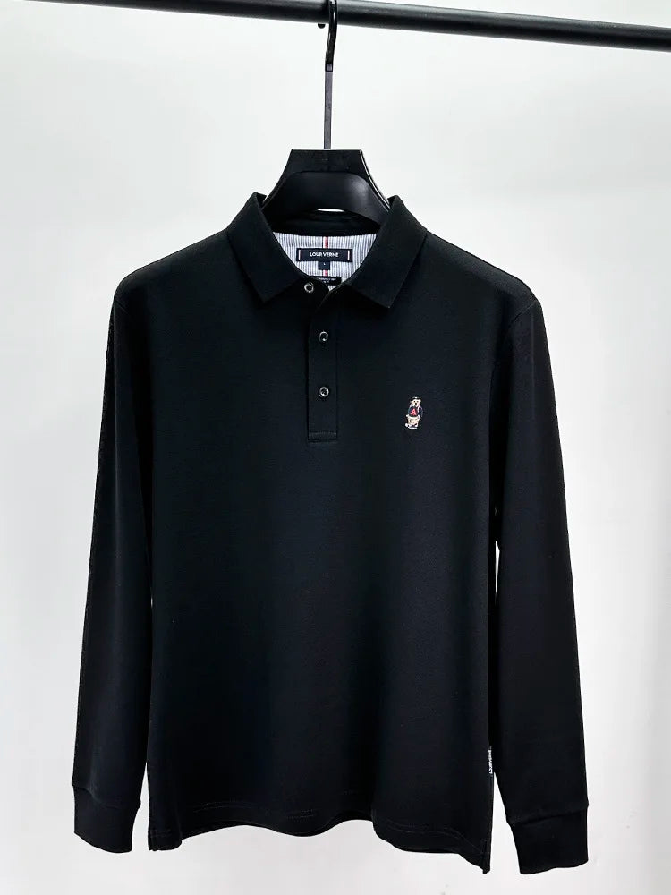 Camiseta polo com bordado de urso