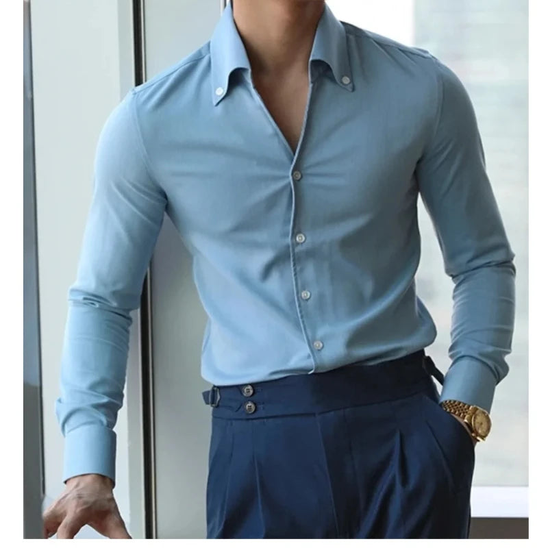 Camisa masculina de gola italiana