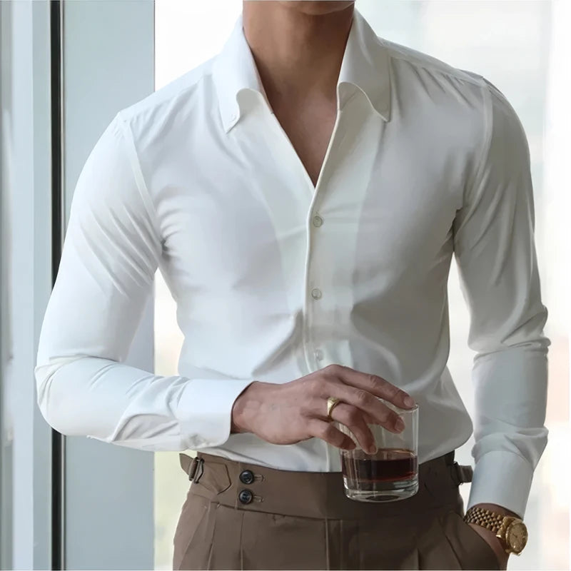 Camisa masculina de gola italiana