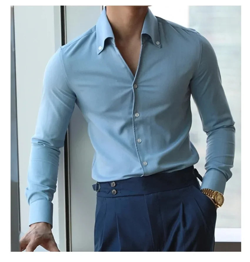 Camisa masculina de gola italiana