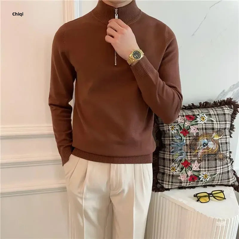 Camisa gola alta com ziper
