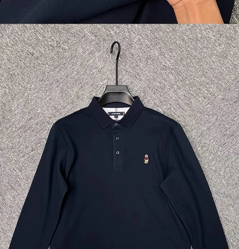 Camiseta polo com bordado de urso