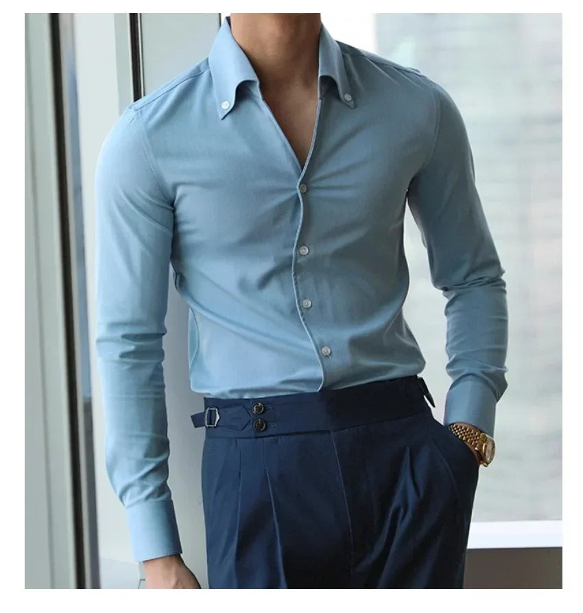 Camisa masculina de gola italiana