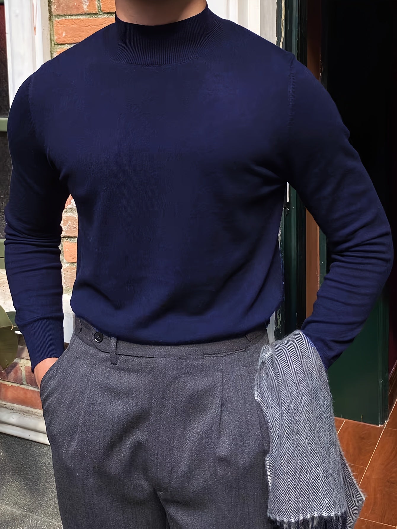 Suéter casual de malha gola alta