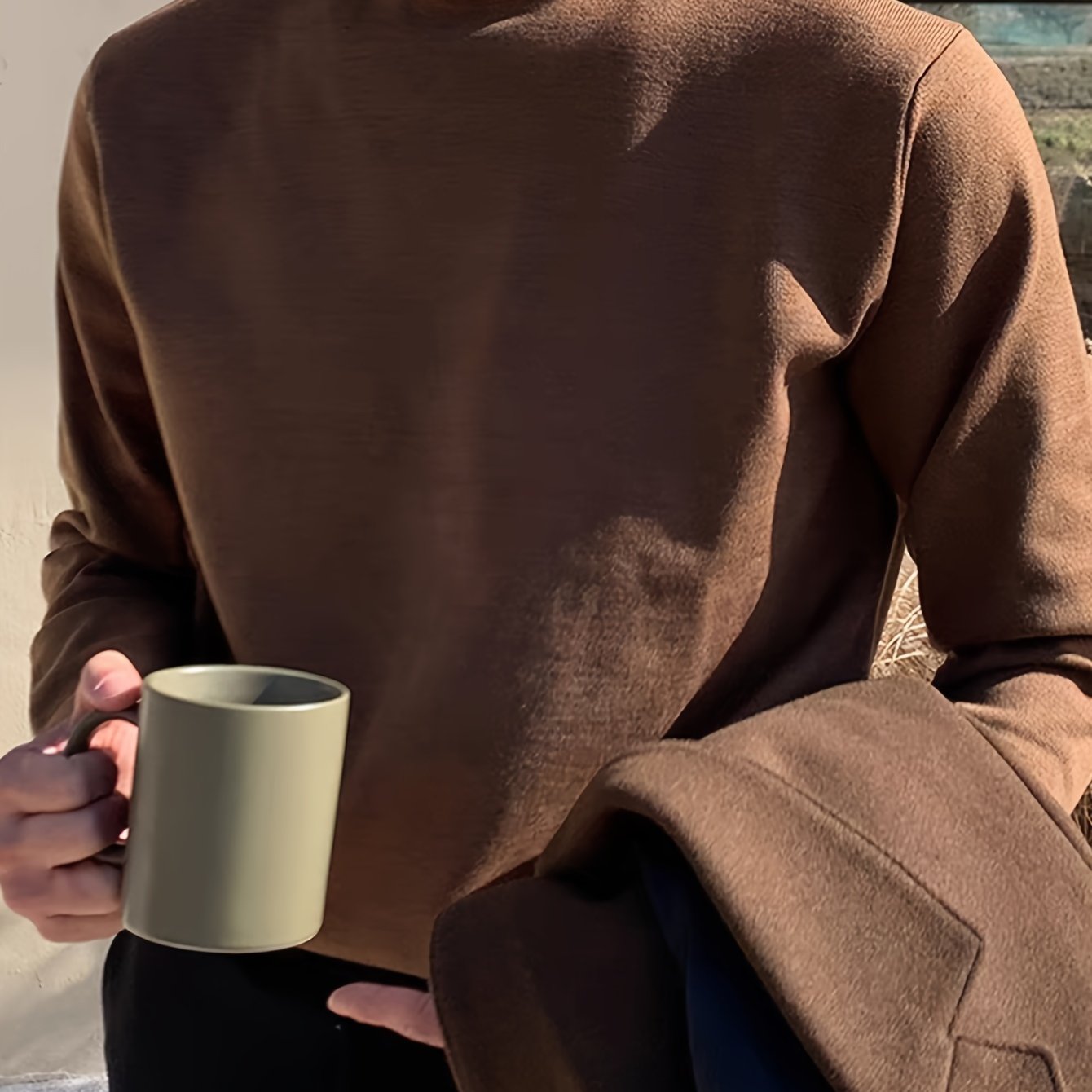 Suéter casual de malha gola alta