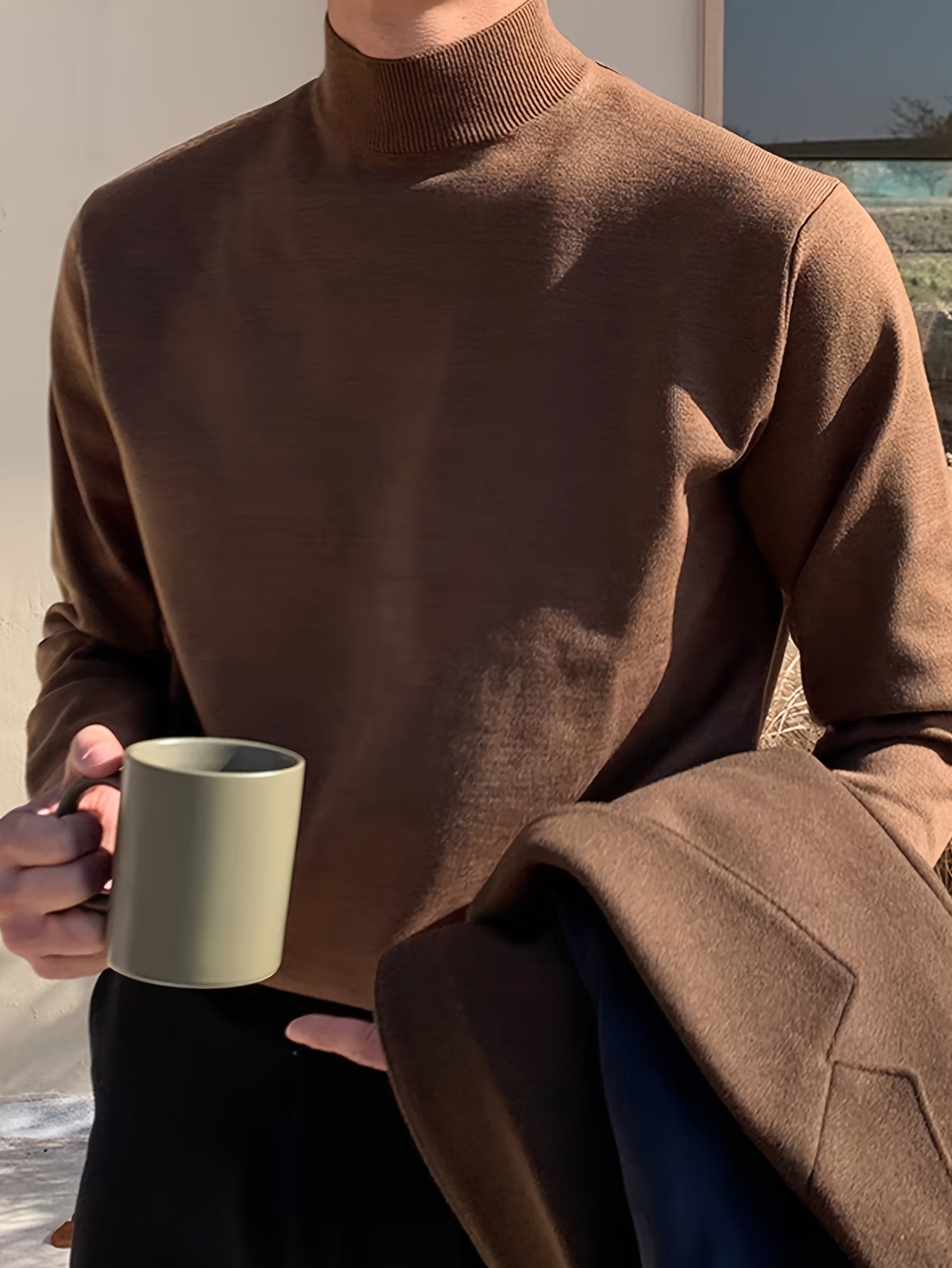 Suéter casual de malha gola alta