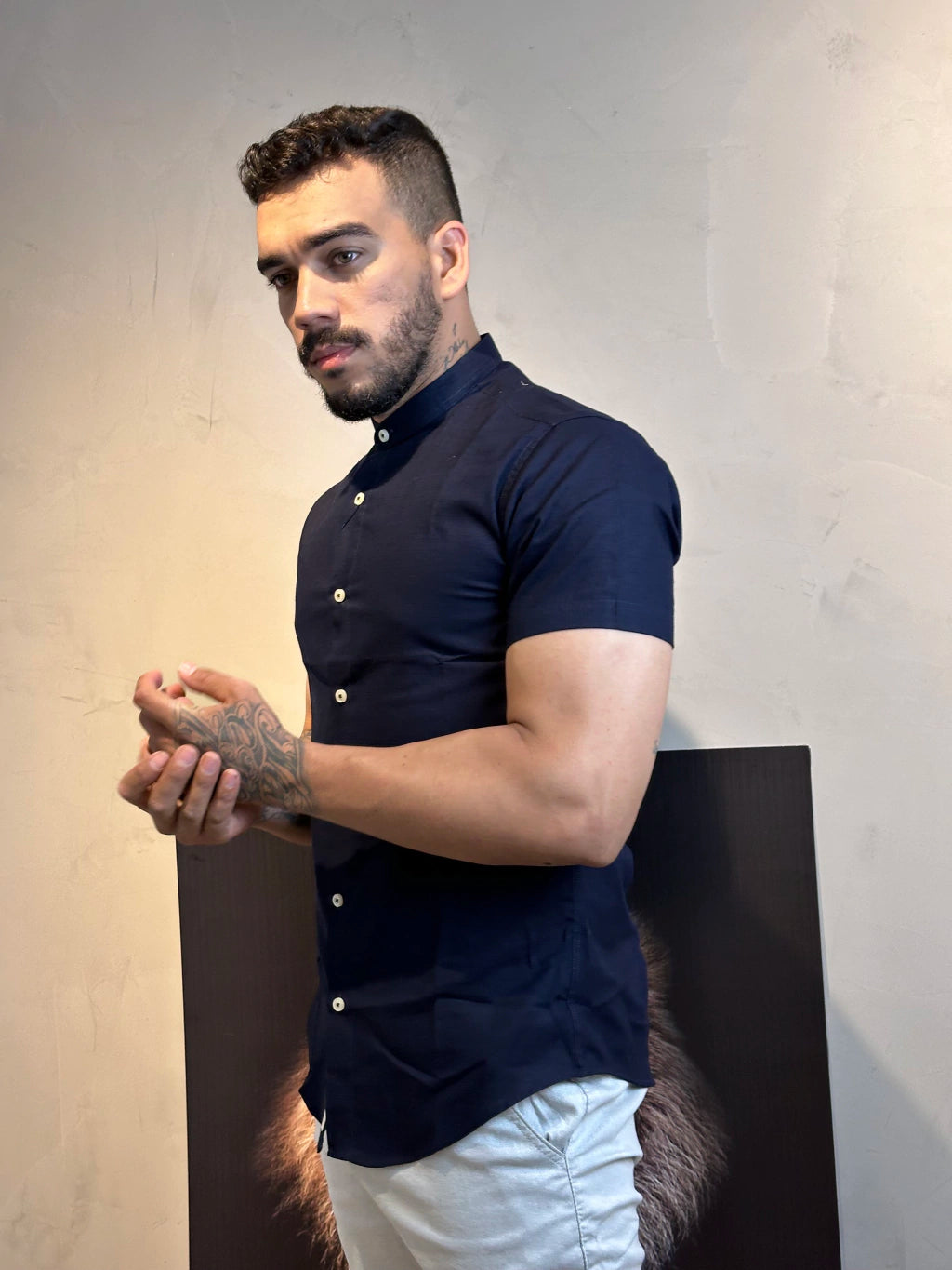Camisa Henley manga curta