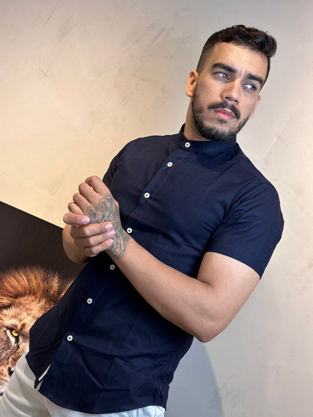 Camisa Henley manga curta