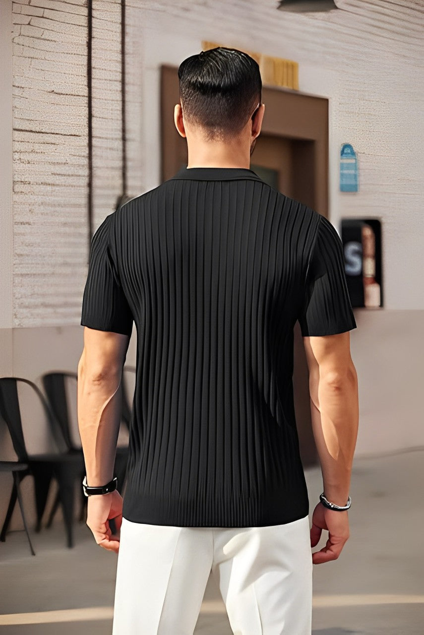 Camisa de malha retrô com zip